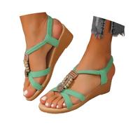 Genérico Chanclas Mujer Plataforma Sandalias Mujer Verano Comodas Bohemias Con Cuentas y Punta Abierta Un Look Casual Playa Con Correa En El Tobillo Sandalias Slippers Sandalias Barefoot Sandalia