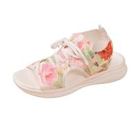 Genérico Chanclas Mujer Plataforma, Sandalias Mujer Verano CuñA, Con Tiras Tejidas Y Estampado Elegante Una Playa CóModa Y Plana Con Elegantes Apliques Zapatilla Sandalia Sandalias Barefoot Sandalia