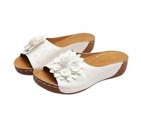 Genérico Chanclas Mujer Verano Comodas Inclinado y Pantuflas Nuevas de Talla Grande con Abertura Tipo de Pez y Casuales y Versátiles con Tacón Inclinado y Zapatos Gruesos para Mujer (Blanco, 36)