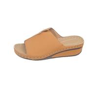 Generico Chanclas ortopédicas mujer casa elegantes, sandalias abiertas parte superior de piel sandals soporte arco casual Shoes Outdoor ligeras zapatos antideslizantes goma suelas para natación playa