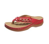 Generico Chanclas ortopédicas para mujer casa cómodas oferta sandalia con punta abierta zapatillas empeine de piel zapatillas con cuña elegantes zapatos senderismo ligeras flip flop soporte arco de