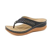 Genérico Chanclas para mujer, cuña romana, punta abierta, cómodas, transpirables, ligeras, para diario, primavera, verano, otoño, Le Noir, 37 EU Large