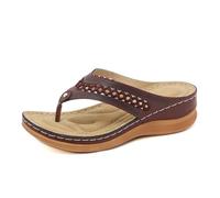 Genérico Chanclas para mujer, cuña romana, punta abierta, cómodas, transpirables, ligeras, para diario, primavera, verano, otoño, rojo, 41 EU Large