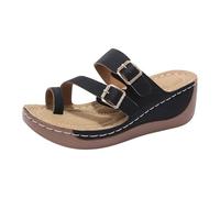 Genérico Chanclas Playa Mujer New Roman,De Punta Abierta,Gruesa,Estilo Casual y Cómodas,con Tacón Inclinado para La Vida en Casa (Negro, 38)