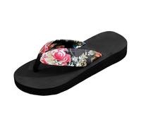 Genérico Chancletas MujerChanclas de Verano para Mujer Zapatillas Casuales con de Satén Estilo Bohemio (Black, 36)