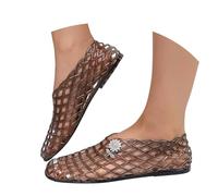 Genérico Chancmujer Casa Sandalias Mujer Verano Barefoot Bailarinas Malla Gelatina Gelatina Huecas Transparentes Playa Ballet Tacón Bajo Cordones para Zapatilla Sandalia Sandalias Barefoot Sandalia