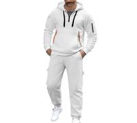 Genérico Chandal Completo Hombre, Fato Treino Homem, Trajes Casuales Elegantes Y Versátiles para Cada Ocasión para La Temporada Otoño E Invierno con Un Práctico Diseño Cremallera (White XXXL)