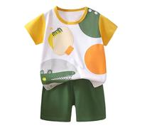 Genérico Chándal de 2 piezas para niños,Conjunto Deportivo Verano Niños Conjunto ropa infantil bebé Cortos Conjuntos camiseta con pantalones Niño Pequeños 1-6 Años