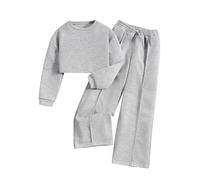 Genérico CháNdal De Invierno NiñA,Conjunto Informal De Dos Piezas Para NiñOs: Top Corto De Manga Larga Con Cuello Redondo Y PantalóN Deportivo Holgado Ideal Para OtoñO E Invierno