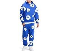 Genérico Chándal for Hombres y Mujeres, Conjunto de Traje Deportivo for Correr de 2 Piezas Chándal de Calle Y2K Hip Hop, Sudadera con Capucha y Pantalones Unisex, Traje Deportivo y cómodo(BLU Scu