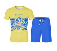 Genérico Chandal Hombre Completo Casual, Conjunto Deportivo Hombre Algodon, Trajes Con Estampado Tropical Atuendo Informal Ligero Transpirable CóModo Ropa Playa Elegante Dos Piezas CháNdales Conjunto