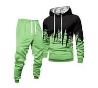 Genérico Chándal Hombre Completo Conjunto Deportivo Hombre Futbol Sudadera Capucha Gimnasio Conjunto Invierno Mens Activewear Barato 2#Verde Fluorescente XL
