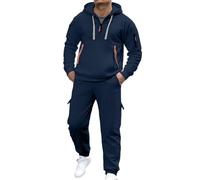 Genérico Chándal Hombre Completo, Fato De Treino Homem, Trajes Casuales Elegantes Y Versátiles para Cada Ocasión para La Temporada Otoño E Invierno con Un Práctico Diseño Cremallera Uso (Navy S)
