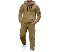 Genérico Chandal Hombre Completo, Fatos De Treino Homem, Trajes Casuales Elegantes Y Versátiles para Cada Ocasión para La Temporada Otoño E Invierno con Un Práctico Diseño Cremallera (Khaki XL)
