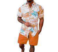 Genérico Chandal Hombre Completo Lino, Conjunto Deportivo Hombre Algodon, Trajes Informales Holgados con Solapa con Muescas Y Botones En La Parte Delantera DiseñO Estampado CóModos Chándales Conjunto