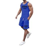 Genérico Chandal Hombre Completo Lino, Conjunto Deportivo Hombre Running, Trajes Casuales Corte Holgado Estampado Letras Pantalones Cortos A Juego CóModos Transpirables Uso Diario Conjuntos CháNdales