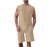 Genérico Chandal Hombre Completo Tallas Grandes, Conjunto Deportivo Hombre Algodon, Deportivo Dos Piezas Formado Por Chaleco Sin Mangas Y Pantalones Cortos Punto Top Fino Informal CháNdal Conjuntos
