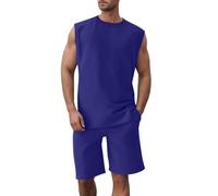 Genérico Chandal Hombre Completo Tallas Grandes, Conjunto Deportivo Hombre Algodon, Deportivo Dos Piezas Formado Por Chaleco Sin Mangas Y Pantalones Cortos Punto Top Fino Informal CháNdal Conjuntos