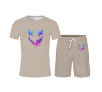 Genérico Chandal Hombre Completo Verano, Conjunto Deportivo Hombre Algodon, Trajes Casuales Corte Holgado DiseñO Estampado Tela EláStica CóModa Uso Diario Camiseta A Juego FáCil Conjuntos CháNdales