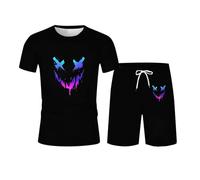 Genérico Chandal Hombre Completo Verano, Conjunto Deportivo Hombre Algodon, Trajes Casuales Corte Holgado DiseñO Estampado Tela EláStica CóModa Uso Diario Camiseta A Juego FáCil Conjuntos CháNdales