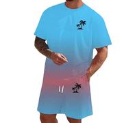 Genérico Chándal Hombre Hawaii 2 Piezas Traje Deportivo de Verano Estampado 3d Conjunto de Ropa Camisetas Manga Corta con Cuello Redondo Shorts Conjunto Verano para Hombres