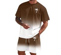 Genérico Chándal Hombre Hawaii 2 Piezas Traje Deportivo de Verano Estampado 3d Conjunto de Ropa Camisetas Manga Corta con Cuello Redondo Shorts Conjunto Verano para Hombres