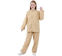 Generico Chándal impermeable, trajes impermeables de lluvia con capucha | Chaquetas y pantalones ligeros con capucha para equitación, trabajo, pesca, viajes, camping y actividades al aire libre, Caqui