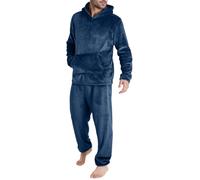 Generico Chándal para hombre con forro polar de invierno, suave franela nocturna, largo, cálido, tiempo libre, dos piezas, deportivo