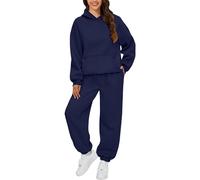 Genérico Chándal para mujer 2 piezas Sportwear Cuello Redondo Chic Y Elegant Tracksuit Set Manga Larga Fitness Color Sólido Conjunto Ropa Otoño Invierno Pantalones Alto Trajes Jogging Casual, azul