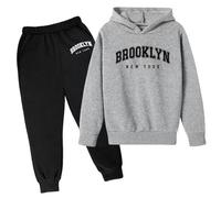 Genérico Chándal para niños Chándal Deportivo Niños Niños Invierno Sudadera con Capucha Conjunto Popular Impreso Sudadera Conjunto en Ropa Interior Casual Carta Disfraz Niño Ropa Deportiva Tracksuit