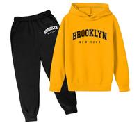 Genérico Chándal para niños Chándal Deportivo Niños Niños Invierno Sudadera con Capucha Conjunto Popular Impreso Sudadera Conjunto en Ropa Interior Casual Carta Disfraz Niño Ropa Deportiva Tracksuit