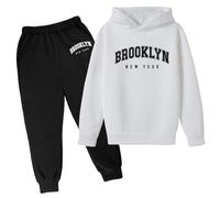 Genérico Chándal para niños Chándal Deportivo Niños Niños Invierno Sudadera con Capucha Conjunto Popular Impreso Sudadera Conjunto en Ropa Interior Casual Carta Disfraz Niño Ropa Deportiva Tracksuit