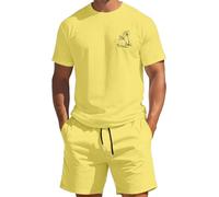 Genérico Chandal Verano Hombre - Conjunto Veraniego Dos Piezas Camiseta Manga Corta Shorts Degradado Atuendo Casual Ligero Temporada Fácil Cuidar Ajuste Cómodo