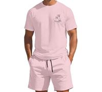 Genérico Chandal Verano Hombre - Conjunto Veraniego Dos Piezas Camiseta Manga Corta Shorts Degradado Atuendo Casual Ligero Temporada Fácil Cuidar Ajuste Cómodo