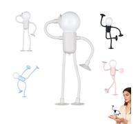 Genérico Changeable Shape Funny Sportsman Night Light, DIY Cute Light Bulb Man Mini Night Lights, Suction Cup Bendable Desk Table Lamp, for Xmas, Bathroom Bedroom Decor (White)