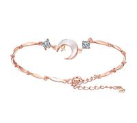 Genérico chapado en plata acero anillos mujer 2024 luz alta final exquisito nuevo fresco y refrescado hecho a mano pulsera pulsera luna junco muñeca anillos, talla única, Metal, No es una piedra