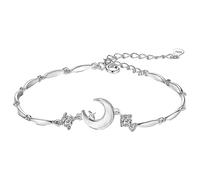 Genérico chapado en plata acero anillos mujer 2024 luz alta final exquisito nuevo fresco y refrescado hecho a mano pulsera pulsera luna junco muñeca anillos, talla única, Metal, No es una piedra