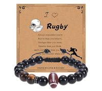 Genérico chapado en plata anillos de béisbol, perlas naturales, rugby, deporte con tarjeta de varios mm pareja pulseras joyas, talla única, Resina, No es una piedra preciosa