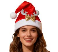 Generico Chapeau de renne de Noël - Couvre-chef de Père Noël doux avec bois, chapeau de fête unisexe pour adultes et, costume de vacances pour femmes, hommes et adolescents