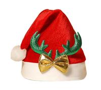 Generico Chapeau de renne de Noël - Couvre-chef de Père Noël doux avec bois, chapeau de fête unisexe pour adultes et, costume de vacances pour femmes, hommes et adolescents