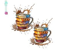 Genérico Chapter Book Mug, 3D Painted Book Mug Glass Coffee Cup, Novelty Unique Books Coffee Cup, for Readers, Writers & Librarians (2PCS-A)