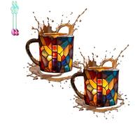 Genérico Chapter Book Mug, 3D Painted Book Mug Glass Coffee Cup, Novelty Unique Books Coffee Cup, for Readers, Writers & Librarians (2PCS-C)