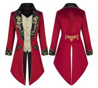 Genérico Chaqué de Cola para Disfraz Medieval Vintage Cosplay Halloween | Abrigo de Vampiro Traje Victoriano para Hombre Para Mascarada Vampiros Cosplays Teatro Escenarios Eventos Bodas Desfiles