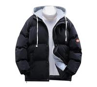 Genérico Chaqueta Abrigo Hombre - Chaquetas para Hombre Chaqueta de plumón de Color cálido Informal de Moda de otoño e Invierno para Hombre con Sombrero (Black XXL)