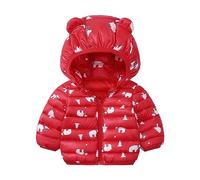 Genérico Chaqueta acolchada para niñas de invierno con capucha a prueba de viento manga larga niños cremallera abrigos caliente con orejas de oso sombrero ropa impresa transpirable chaqueta 1-5 años