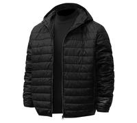 Genérico Chaqueta acolchada y esponjosa para hombres en invierno Chaquetas ligera de plumón Chaqueta de plumón con capucha de cremallera completa (4XL,Negro 1)