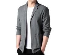 Genérico Chaqueta Americana Hombre, Blazer De Lino para Hombre, Abrigo Deportivo, Cárdigan Ligero De Ocio con Bolsillo, Chaqueta Informal De Negocios Lisa, Corte Holgado, Manga Larga, para Otoño