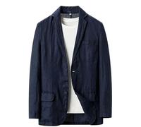 Genérico Chaqueta Americana Hombre, Blazer de Lino para Hombre, Chaqueta Deportiva de Corte Regular, Chaquetas de Traje de Dos Botones con Bolsillos, Chaquetas de Traje Casuales para Negocios, Ropa