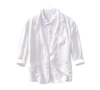 Genérico Chaqueta Americana Hombre, Blazer De Lino para Hombre, Dos Botones, Chaqueta Deportiva Ligera, Manga 3/4, Chaqueta De Traje Informal De Negocios, Corte Ajustado, Verano, Exterior, Solapa,