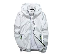 Generico Chaqueta casual con bolsillos reflectantes para hombre, color liso, impermeable, deportiva, transpirable, ajuste normal, elegante, moderno, vintage, para correr, senderismo y camping, Color